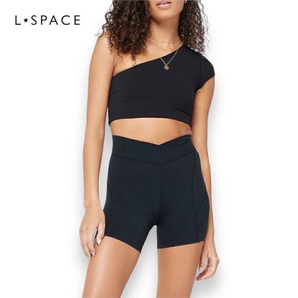 L*Space Genessee Top Women’s Size Small S Black One Shoulder Active Top - Picture 1 of 7